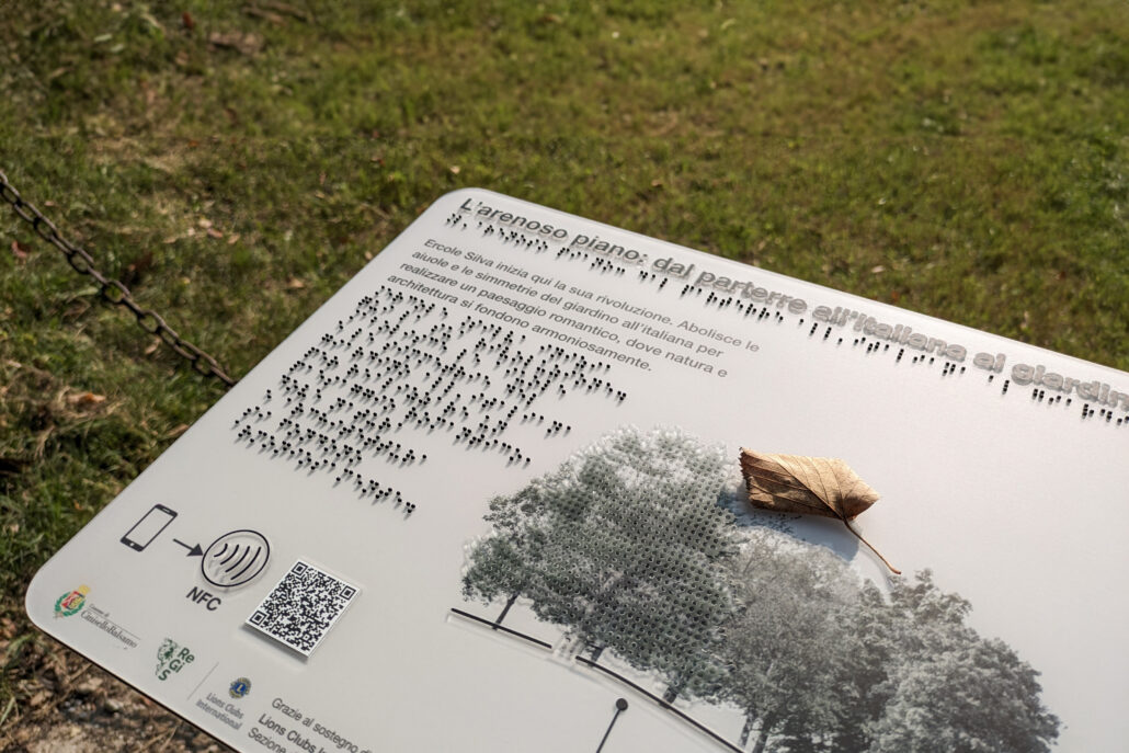 Mappa visuo-tattile che illustra il parco di Villa Ghirlanda Silva