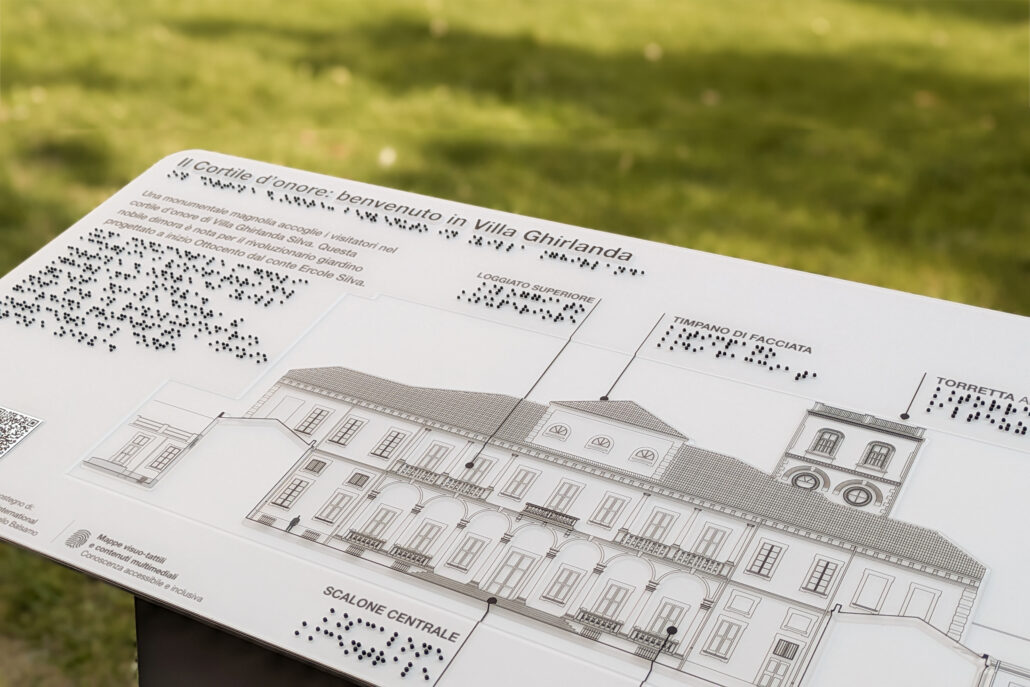 Mappa visuo-tattile che raffigura la facciata di Villa Ghirlanda Silva