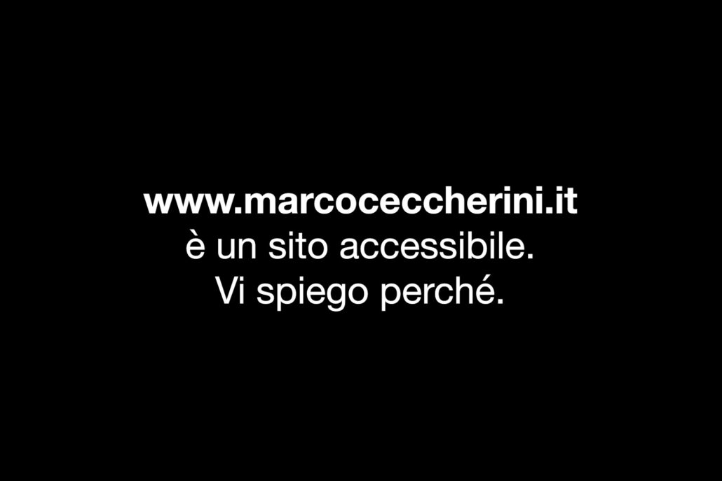 Schermata nera con la scritta "questo sito è accessibile. vi spiego perché"